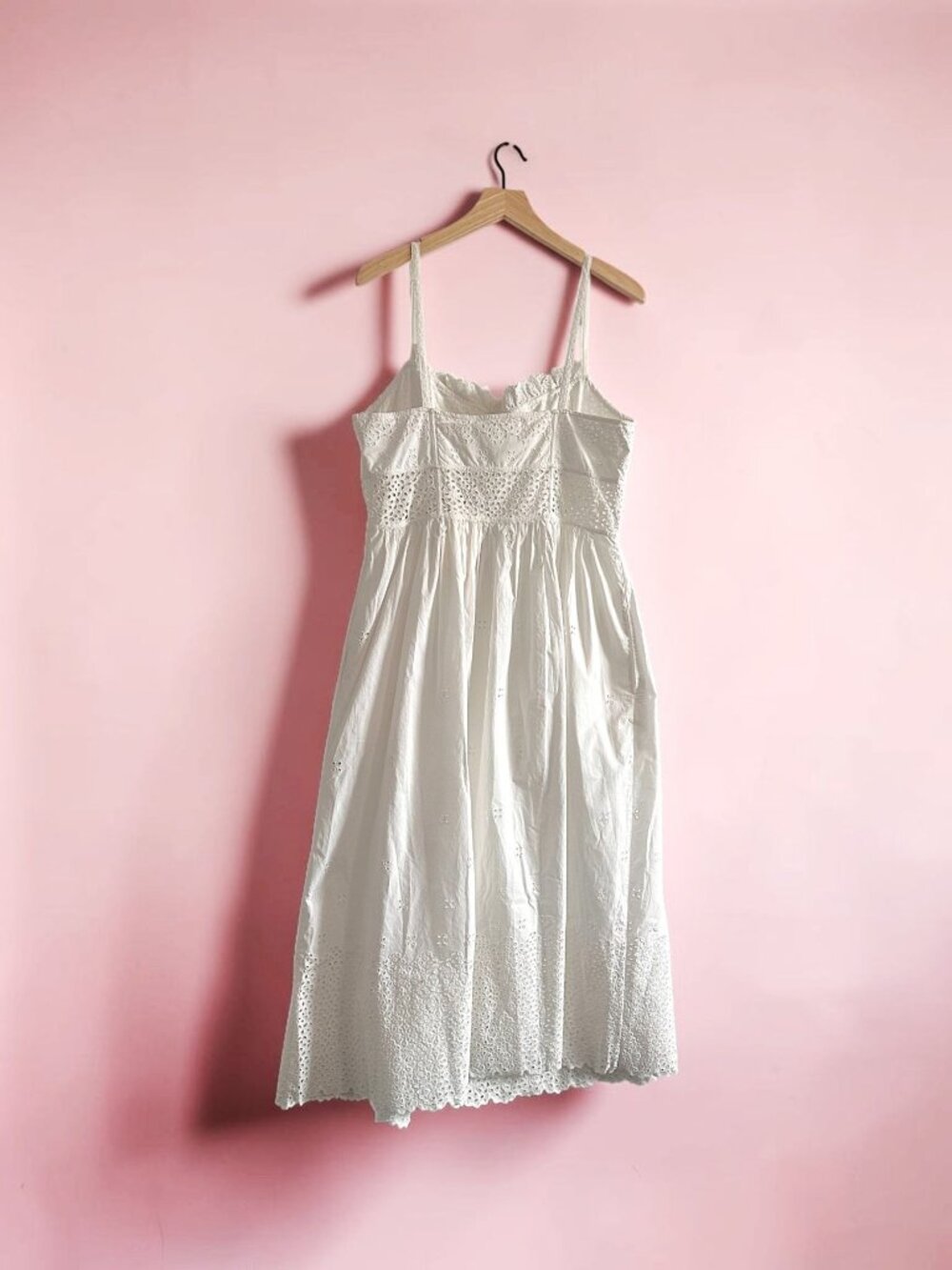 ULLA JOHNSON Celestia Broderie Anglaise Cotton Midi Dress, Sz12, Cowrie, NWT - Picture 2 of 16